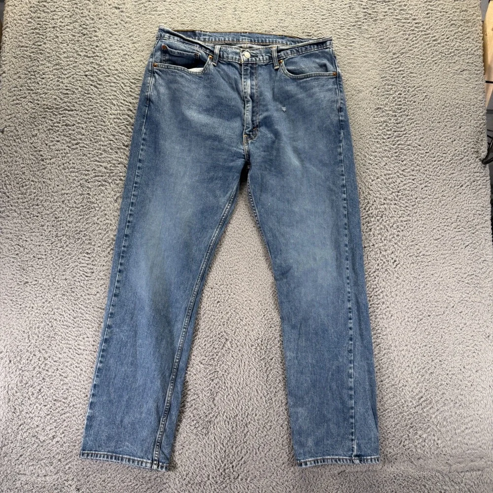 Levi's 505 Jeans Men 36x31 Blue Cotton Denim Straight Leg Faded Workwear Stretch
